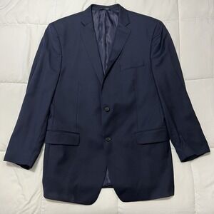 Ralph Lauren Men's Navy Blue Wool Blazer Jacket 46L Single Breasted *READ